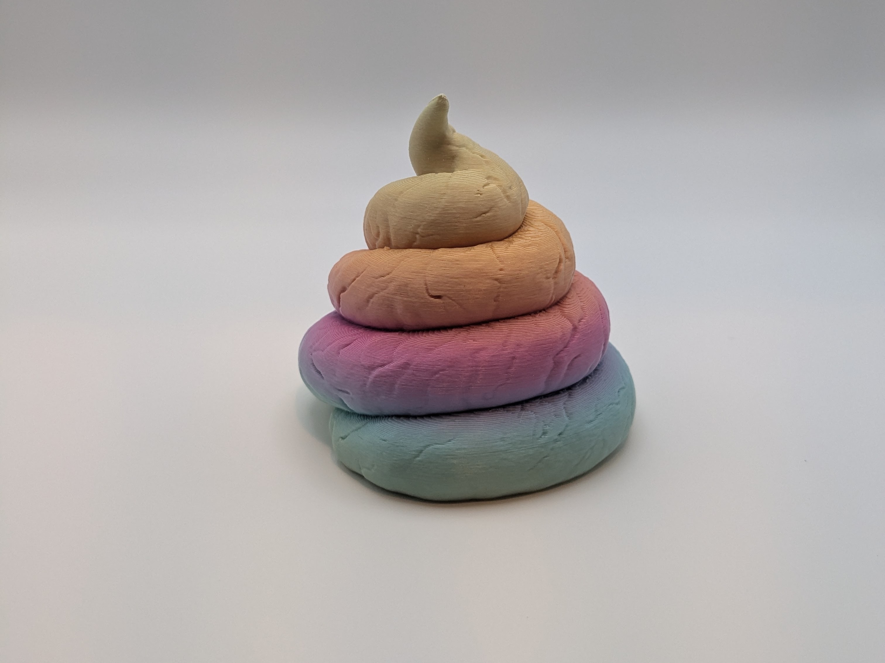 Rainbow Unicorn Paperweight – Swirly Turd Desk Decor – 3D Printed Gift